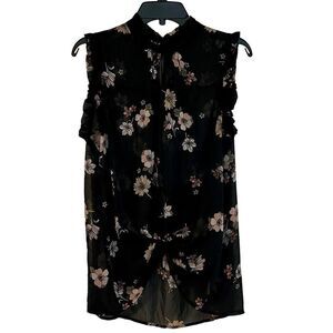 Who What Wear Floral Sleeveless High Neck Blouse Large